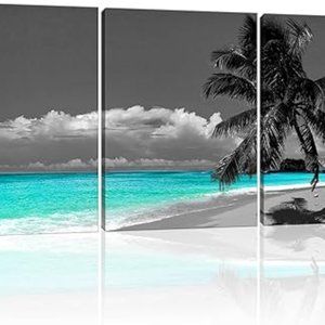 Teal Beach Canvas Print 12x16